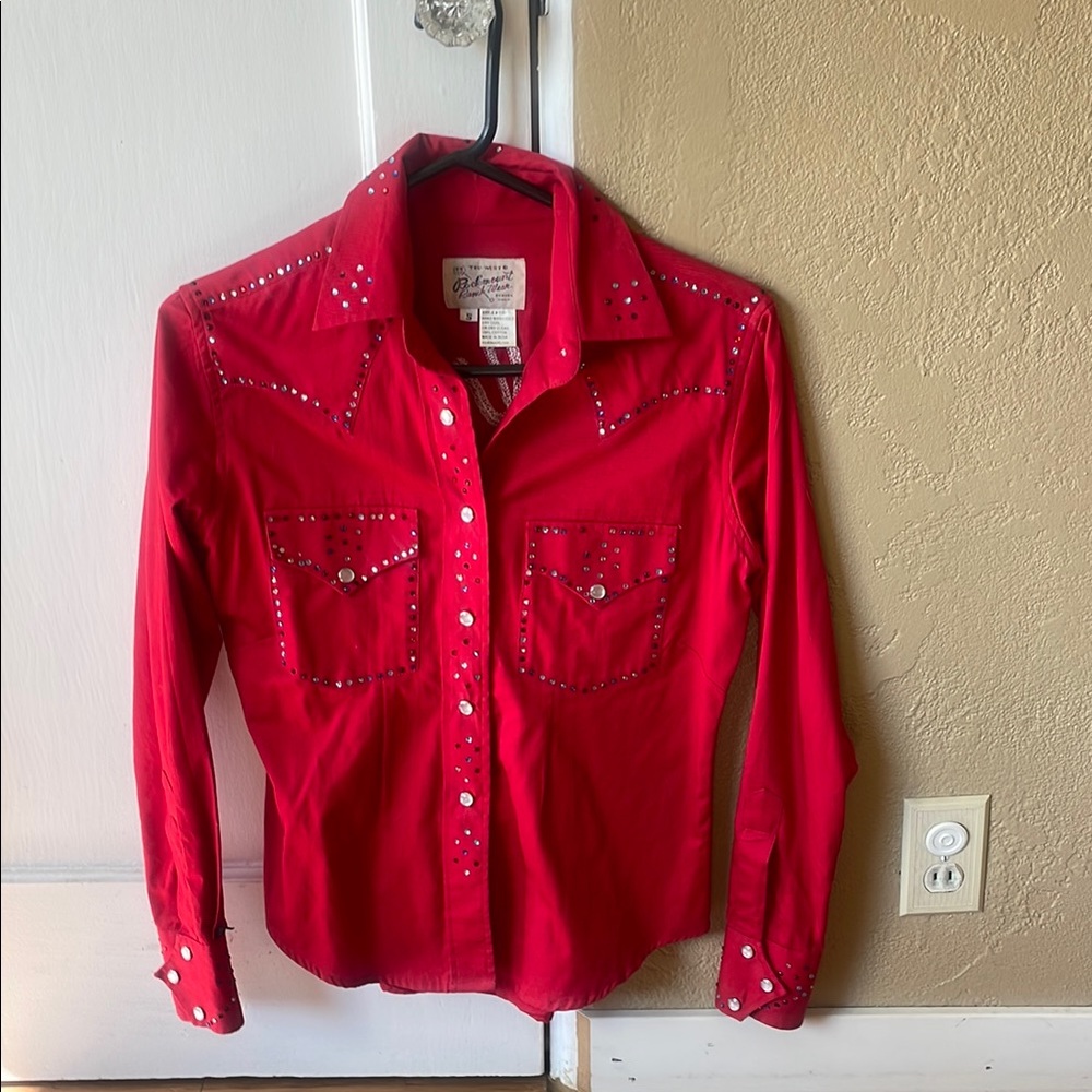 Red Western Style Shirt with Studded Details